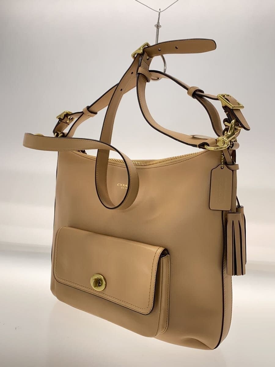 COACH2WAY Shoulder Bag Leather BEG Solid 22381 2