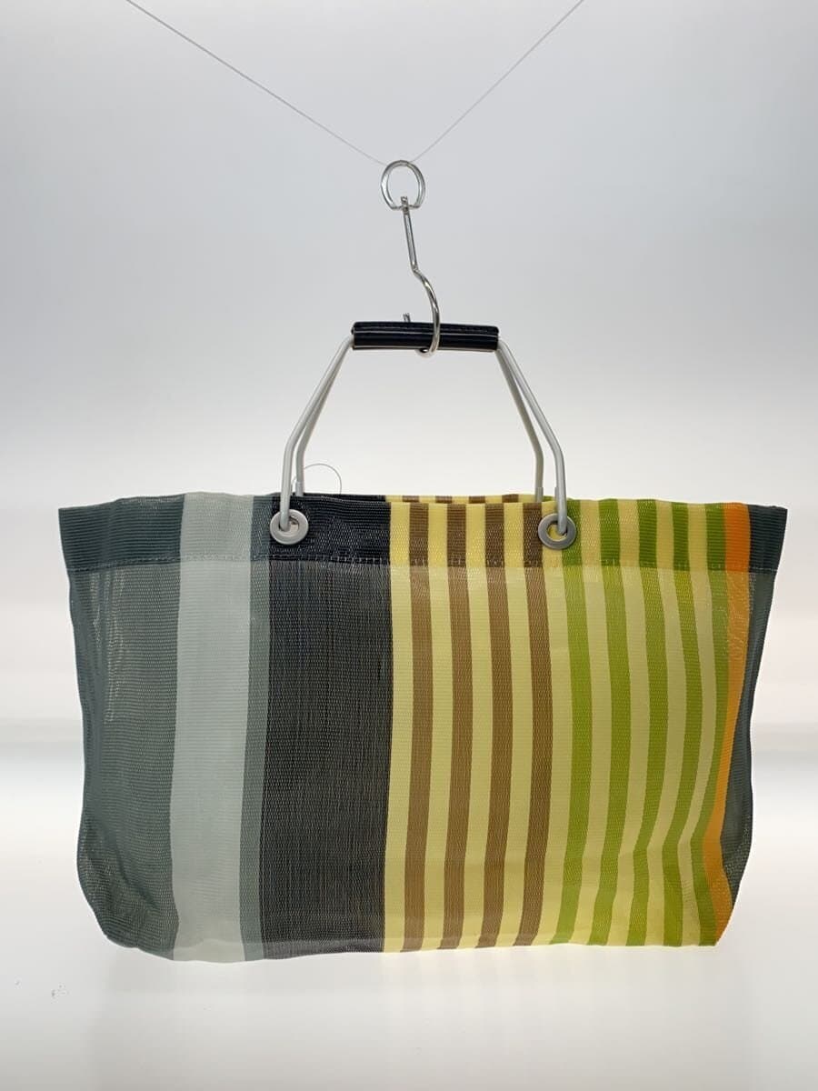 MARNI Stripe Mesh Tote Bag -- GRN×BRW×GRY Stripe 3