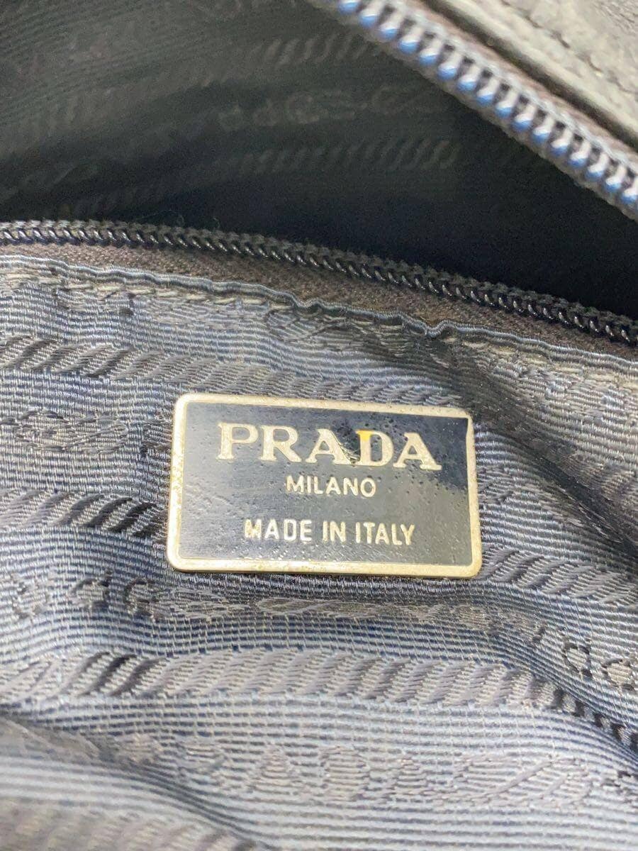 PRADA tote bag leather black plain all leather 5