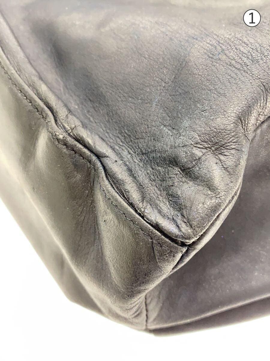 PRADA tote bag leather black plain all leather 7