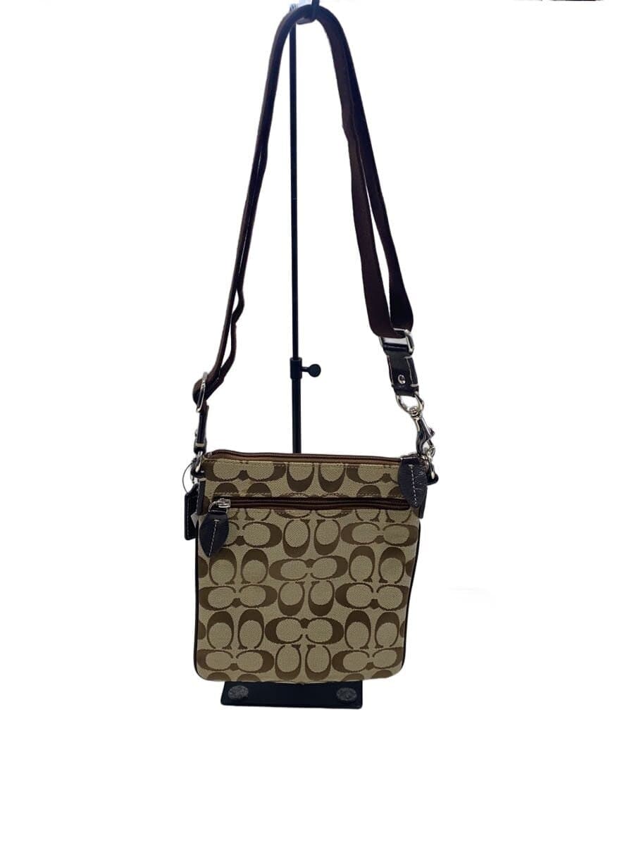 COACH Shoulder Bag Canvas KHK Monogram Crossbody Signature
