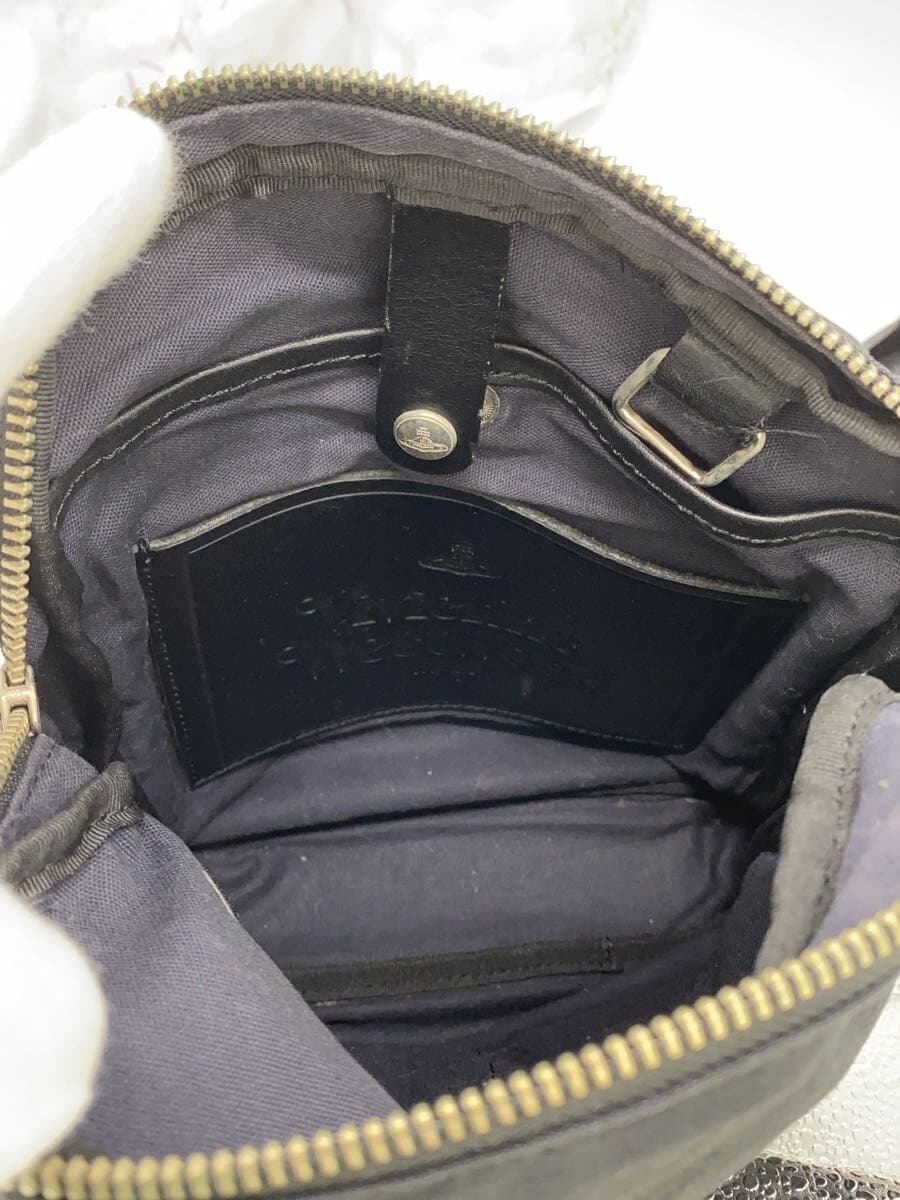 Vivienne Westwood MAN Shoulder Bag Nylon BLK Check Leather Contrast 5