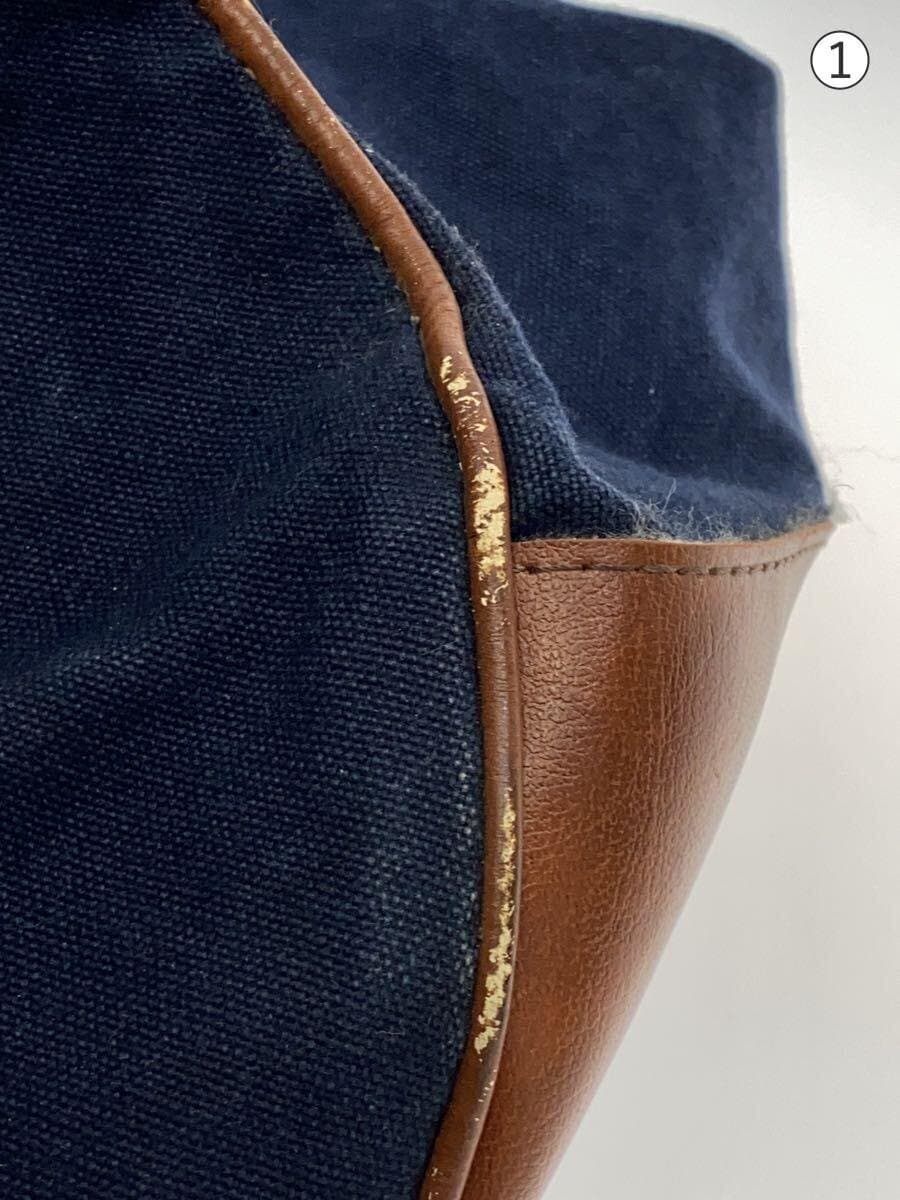 L.L.Bean80~90s Boston Bag NVY Corner Scuff Leather Contrast Handle Scuff 7