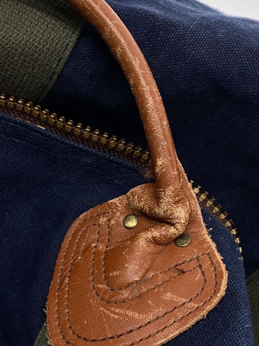 L.L.Bean80~90s Boston Bag NVY Corner Scuff Leather Contrast Handle Scuff 8