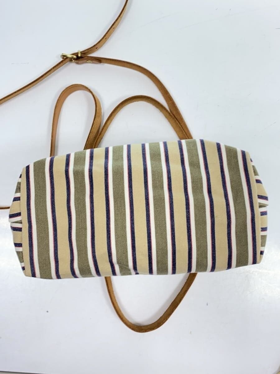 IL BISONTE 2way Shoulder Bag Canvas KHK Stripe 4