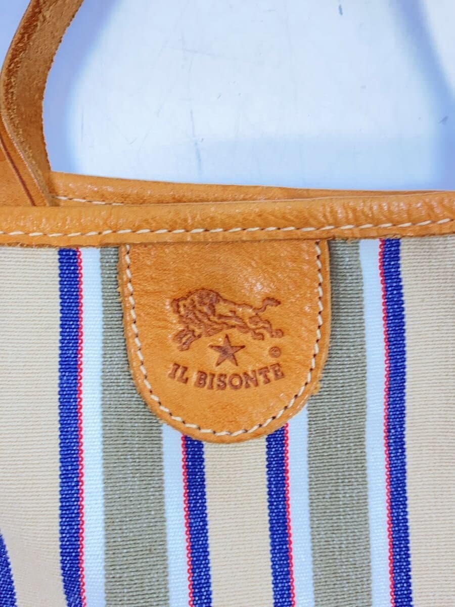 IL BISONTE 2way Shoulder Bag Canvas KHK Stripe 5