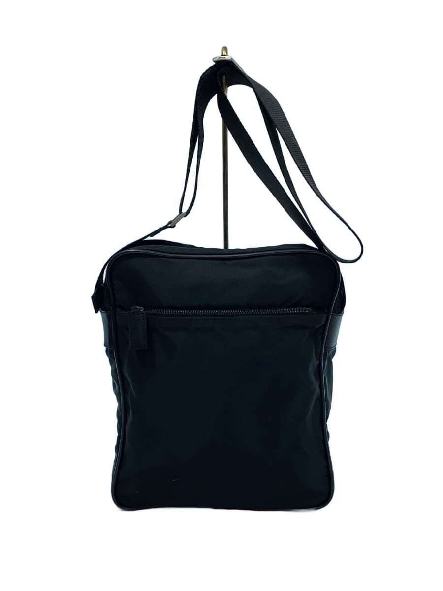 PRADA triangle plate shoulder bag nylon BLK plain