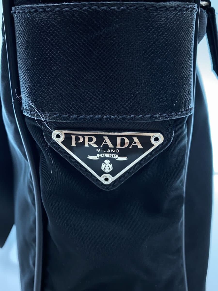 PRADA triangle plate shoulder bag nylon BLK plain 5