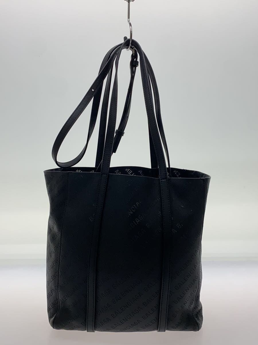 BALENCIAGA Shoulder Bag Leather BLK 3