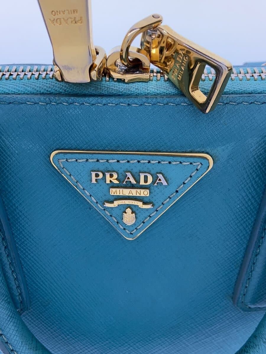 PRADA Saffiano Shoulder Bag Leather BLU 5