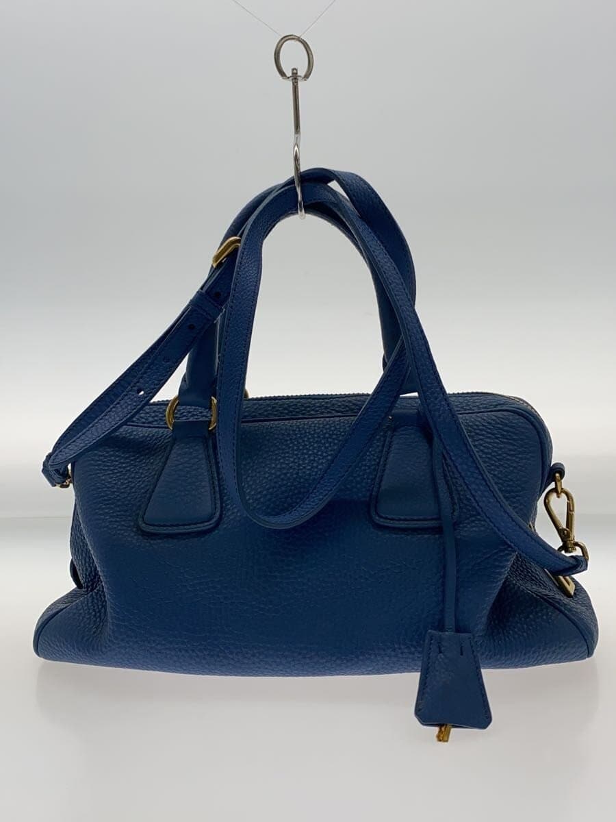 PRADA shoulder bag leather blue 3