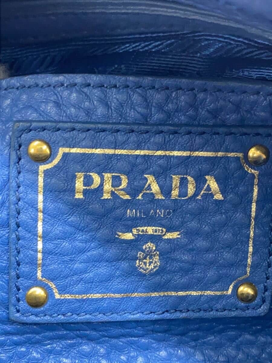 PRADA shoulder bag leather blue 5