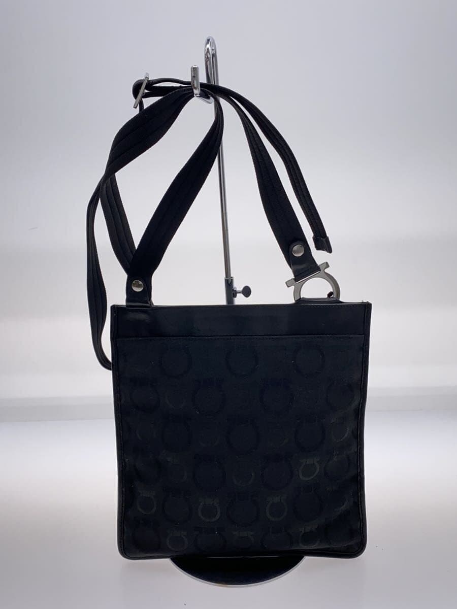 Salvatore Ferragamo Shadow Gancini Shoulder Bag Canvas Black Monogram 3