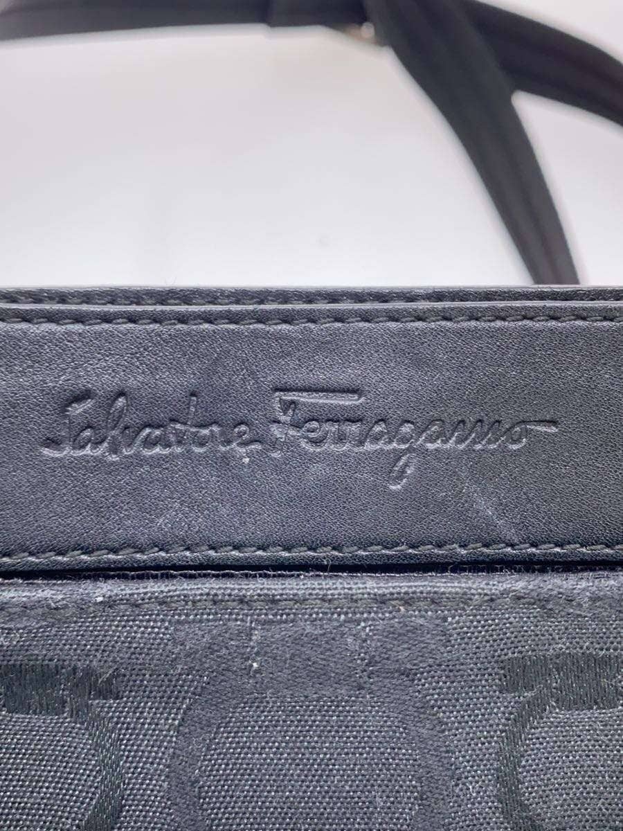 Salvatore Ferragamo Shadow Gancini Shoulder Bag Canvas Black Monogram 5