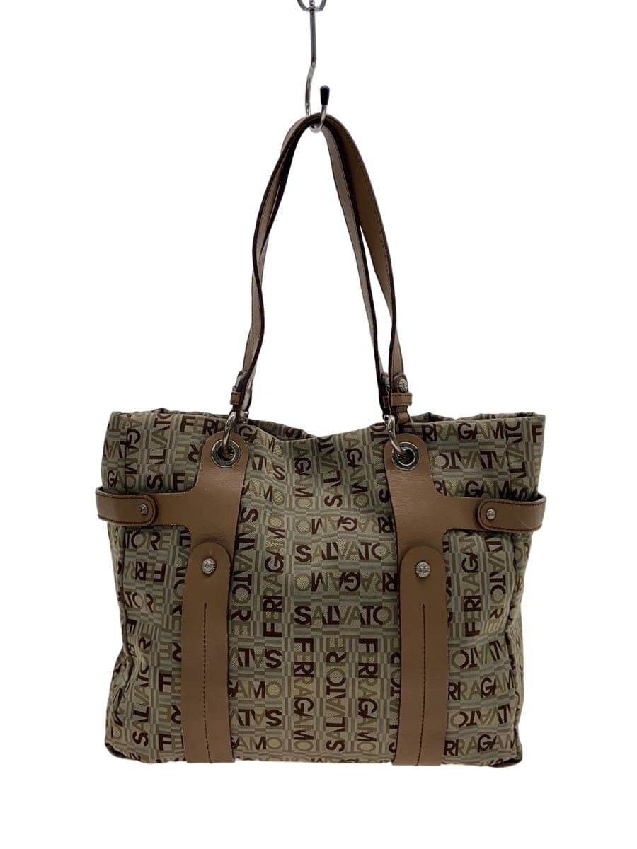 Salvatore Ferragamo leather handle handbag tote bag BEG