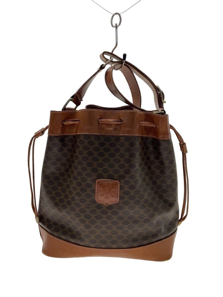 CELINE Macadam pattern drawstring shoulder bag BRW all-over pattern M08