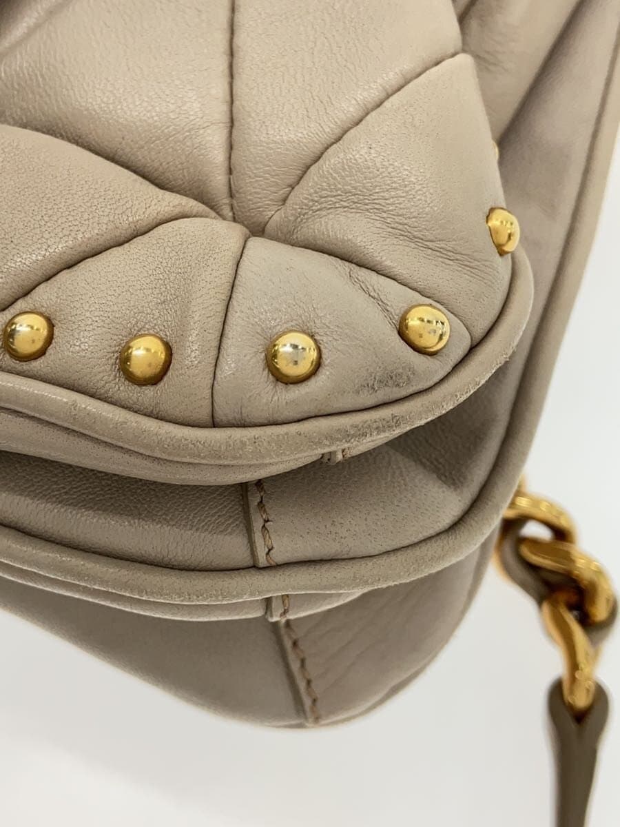 MIU MIU Turn Lock Matelassé Shoulder Bag Shoulder Bag Studs Leather BEG 7