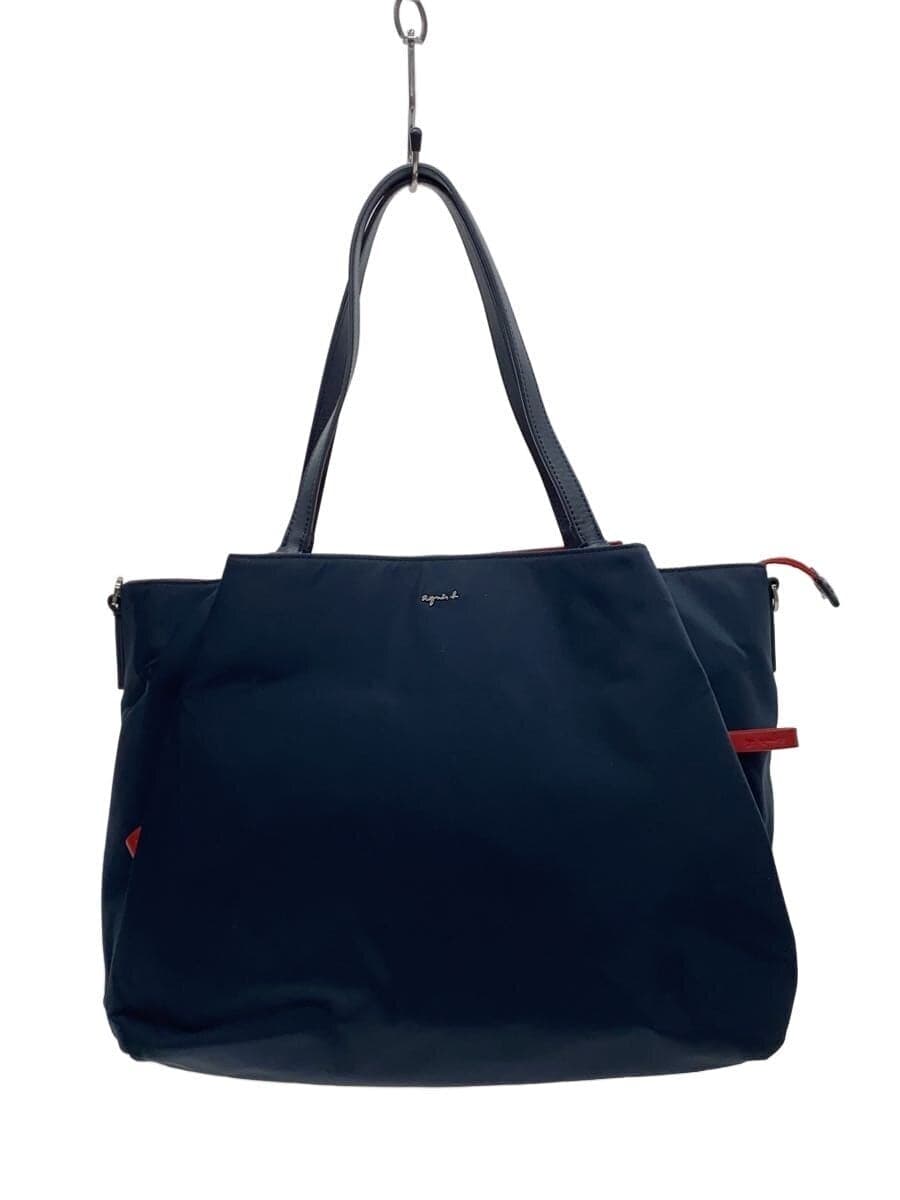 agnes b. Tote Bag Nylon NVY Solid