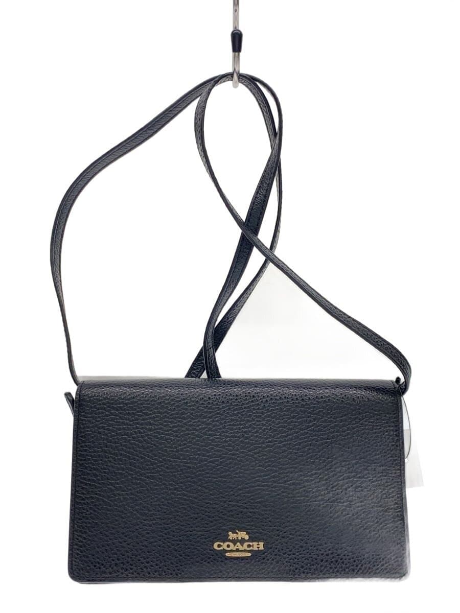 COACH Shoulder Bag Leather Black