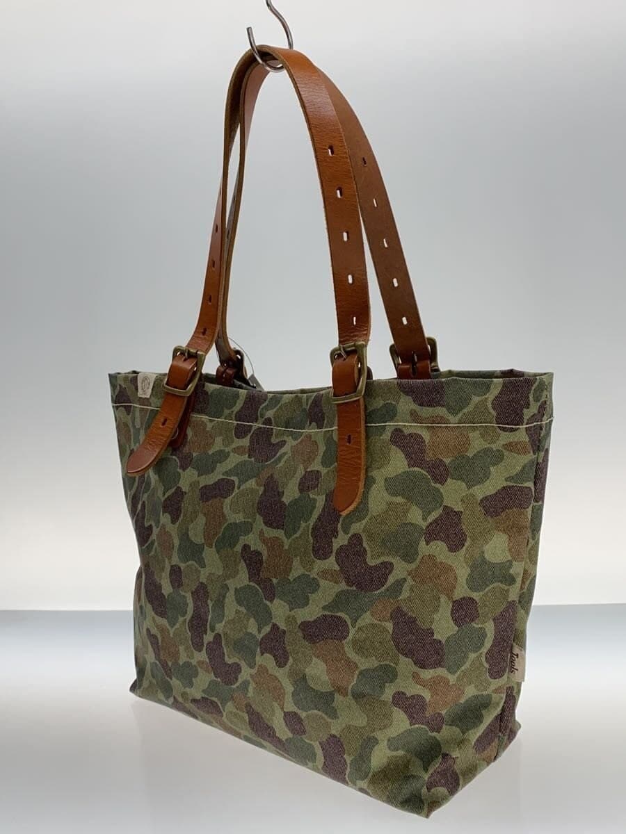 SLOW Shoulder Bag GRN Camouflage Belt Discoloration With Wear Hardware Deteriorated 2