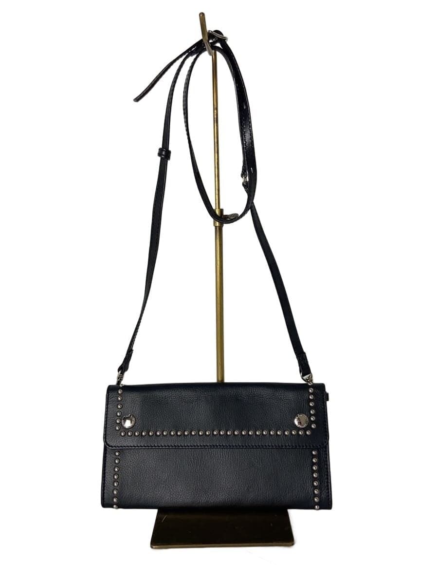 J&M DAVIDSON Shoulder Bag Leather Black Studs Travel Pouch