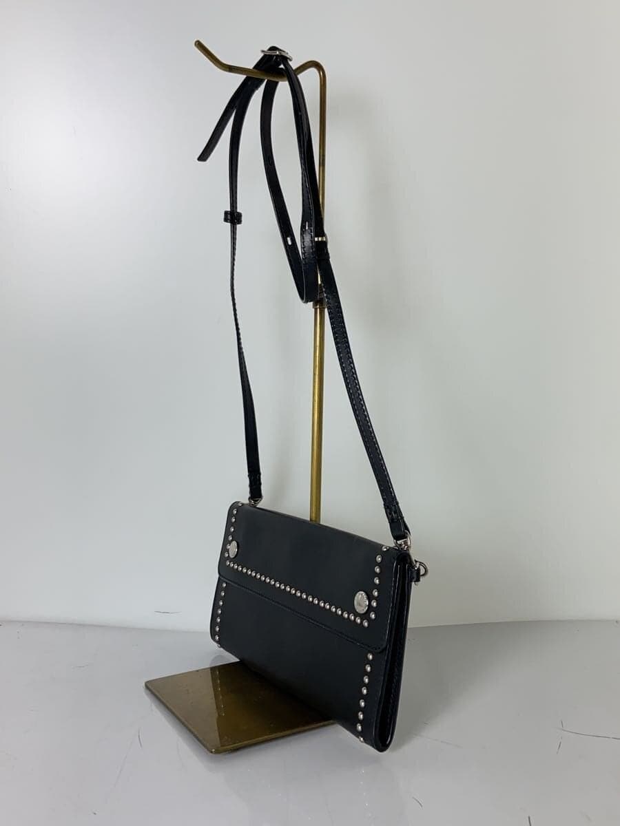 J&M DAVIDSON Shoulder Bag Leather Black Studs Travel Pouch 2