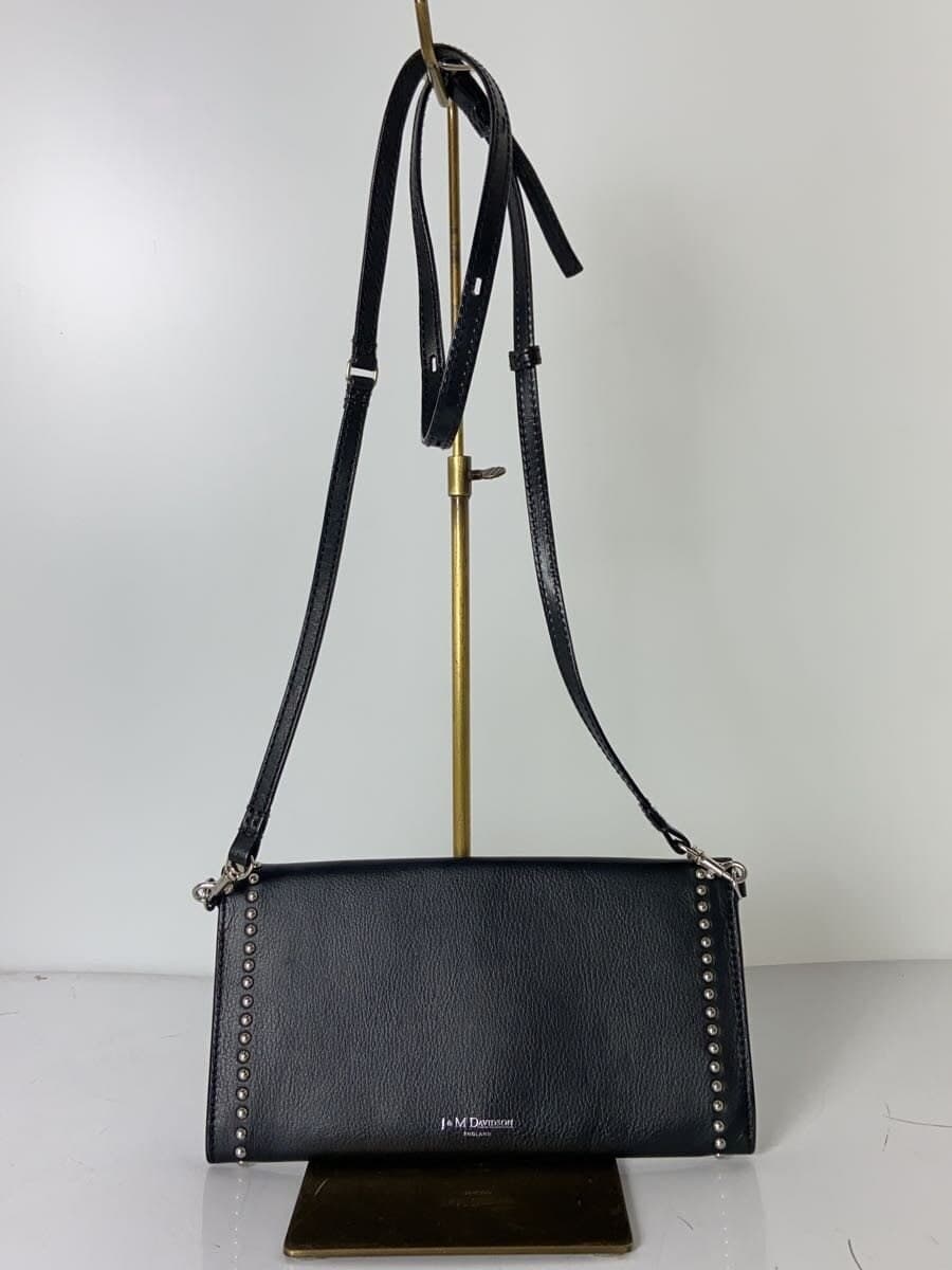 J&M DAVIDSON Shoulder Bag Leather Black Studs Travel Pouch 3