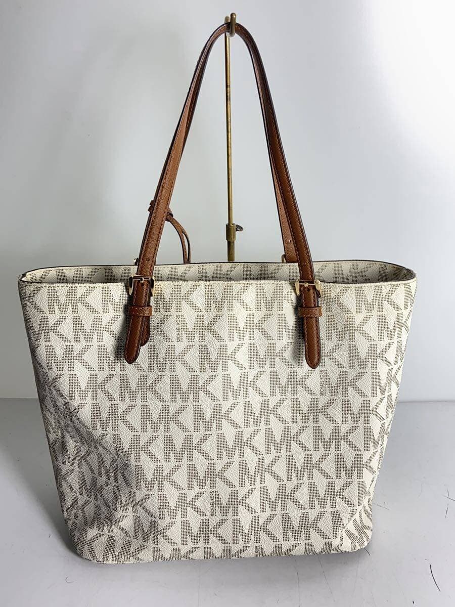 MICHAEL MICHAEL KORS Handbag Tote Bag Logo Leather WHT Charm 3