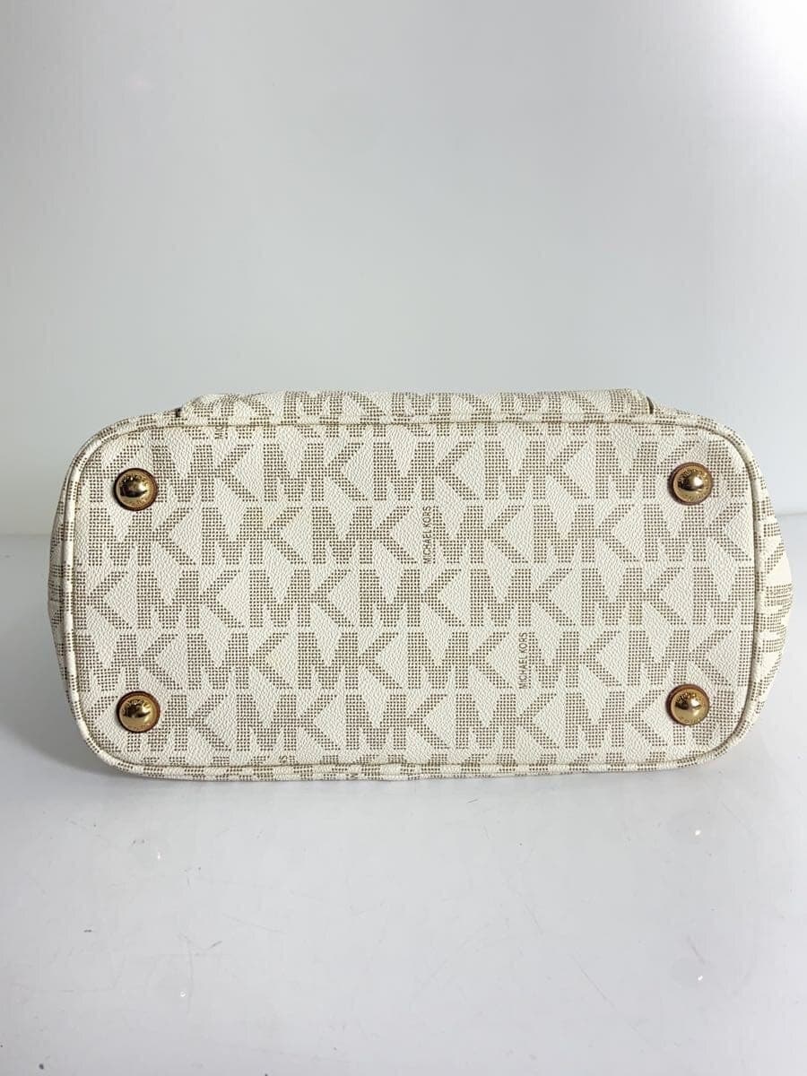 MICHAEL MICHAEL KORS Handbag Tote Bag Logo Leather WHT Charm 4