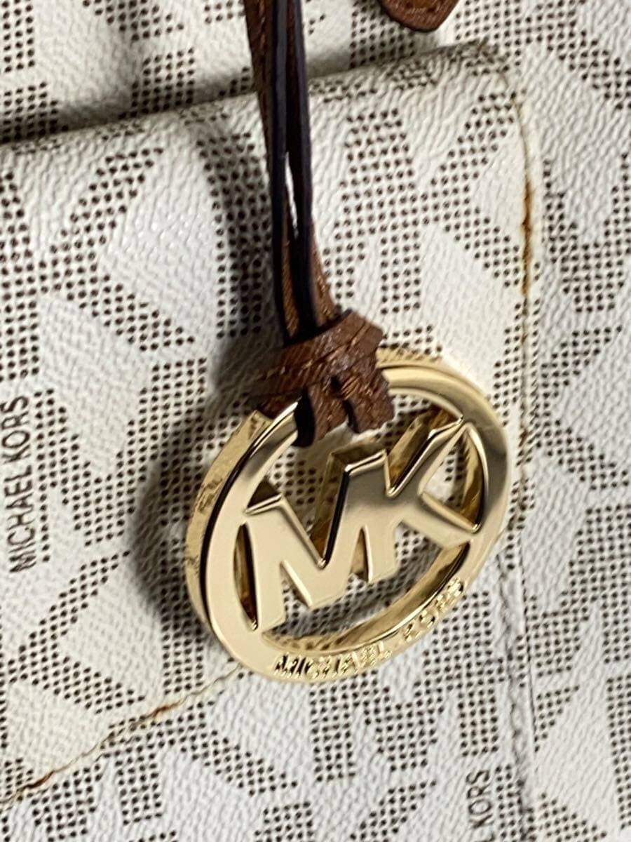 MICHAEL MICHAEL KORS Handbag Tote Bag Logo Leather WHT Charm 9
