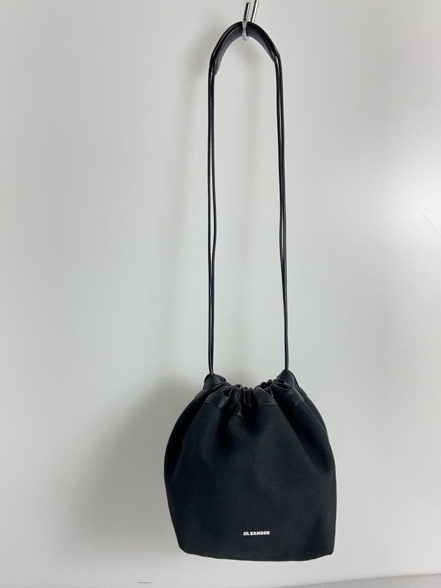 JIL SANDER handbag canvas BLK plain DUMPING BUCKET BAG drawstring 8
