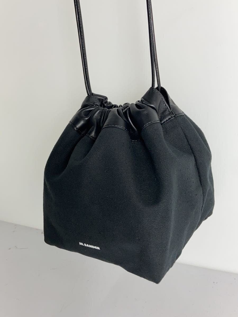 JIL SANDER handbag canvas BLK plain DUMPING BUCKET BAG drawstring 9