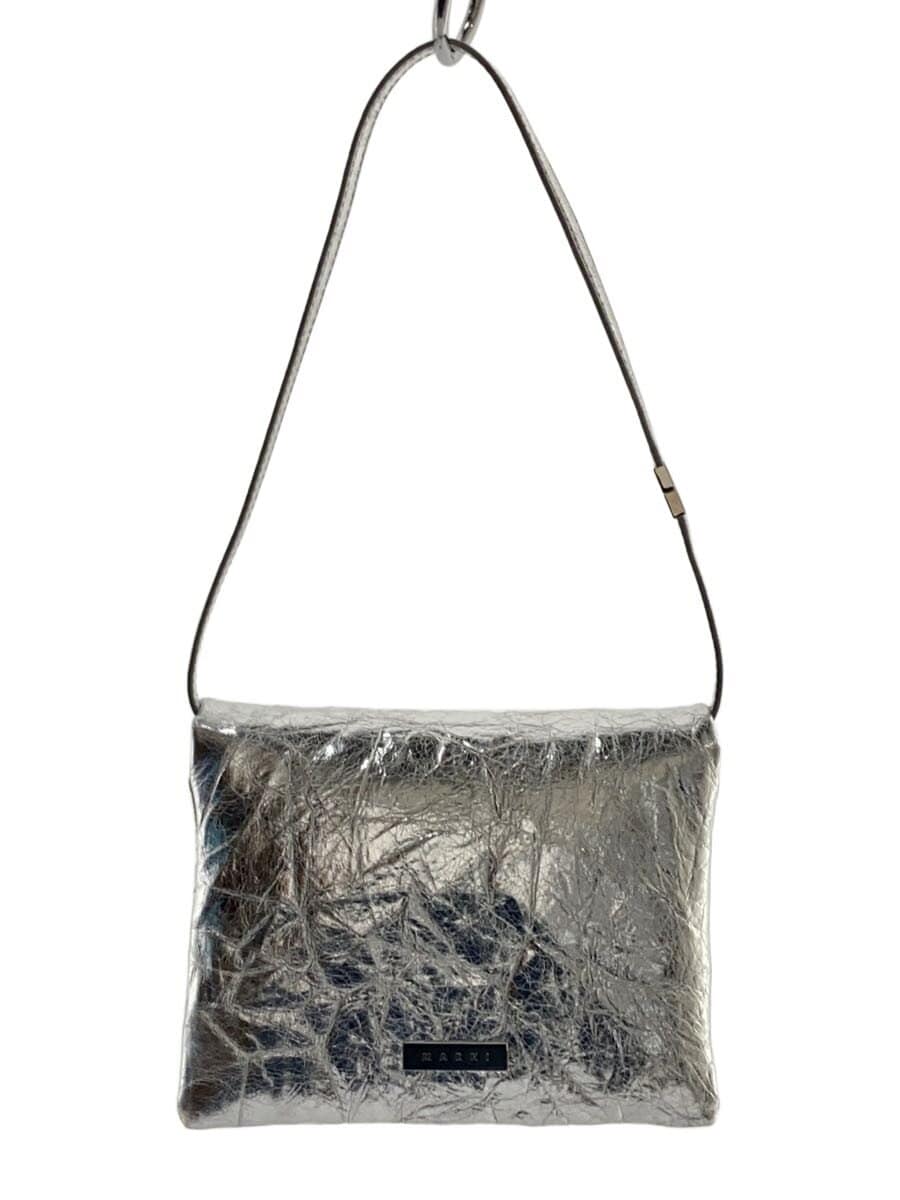 MARNI handbag shoulder bag mini leather SLV metallic silver foldable