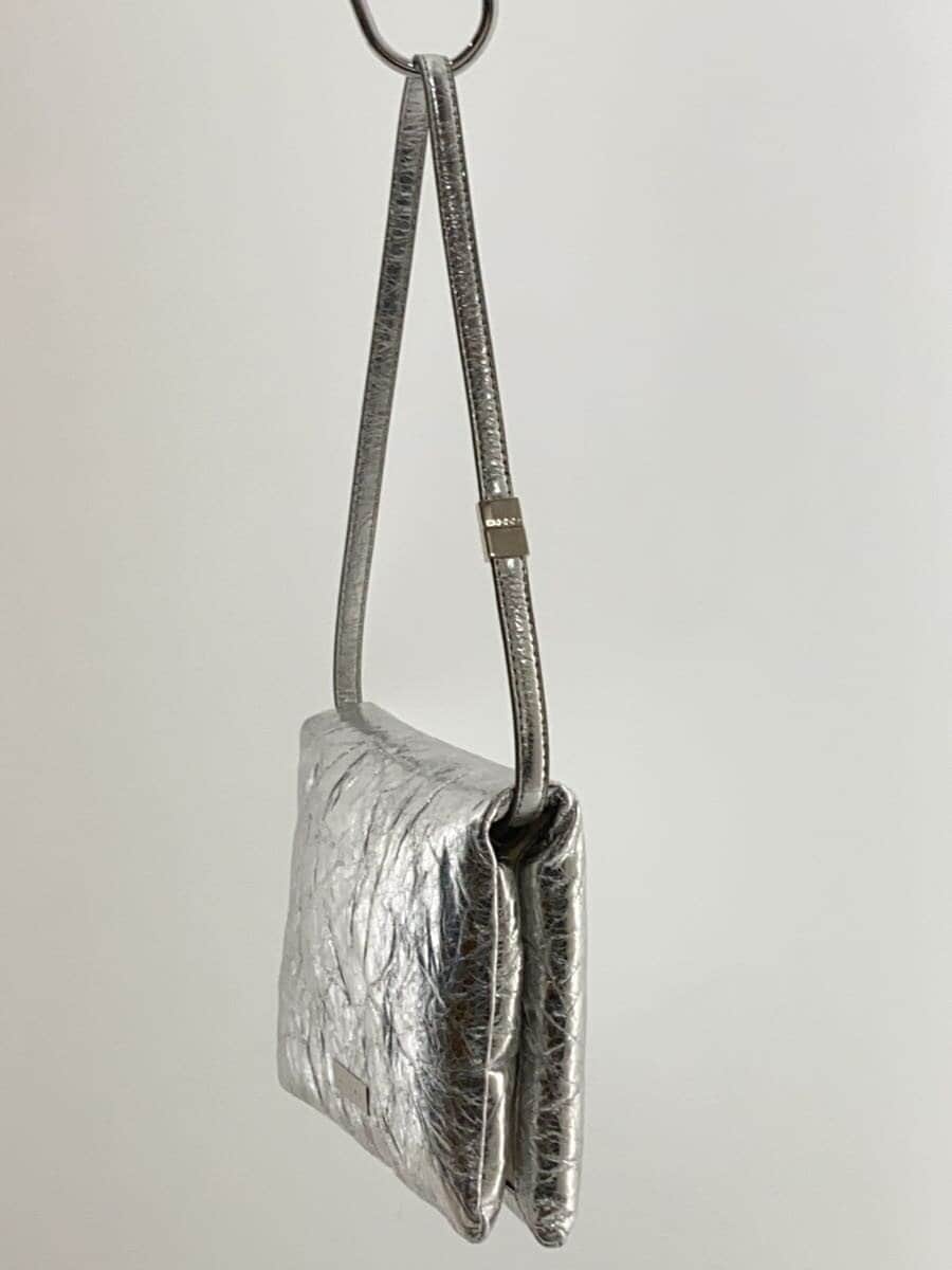 MARNI handbag shoulder bag mini leather SLV metallic silver foldable 2