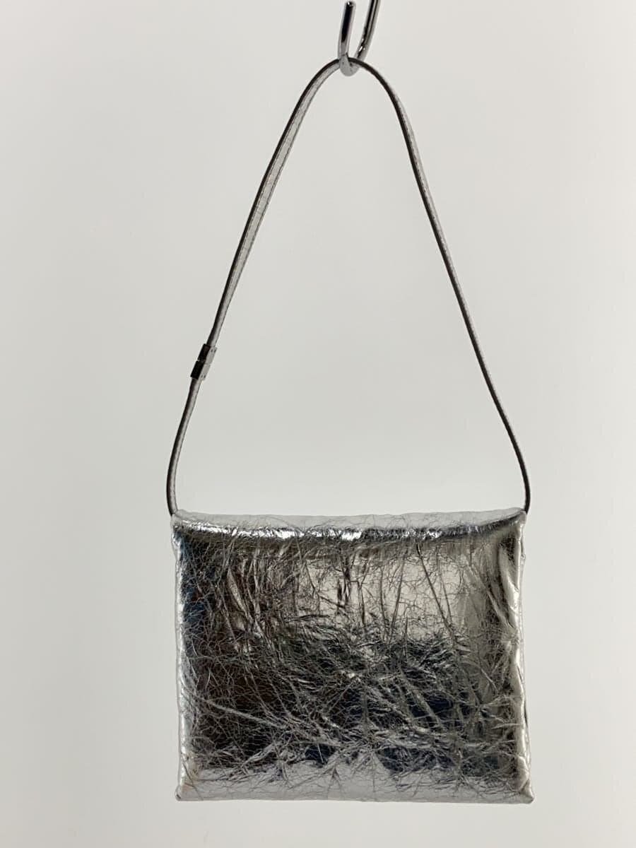 MARNI handbag shoulder bag mini leather SLV metallic silver foldable 3