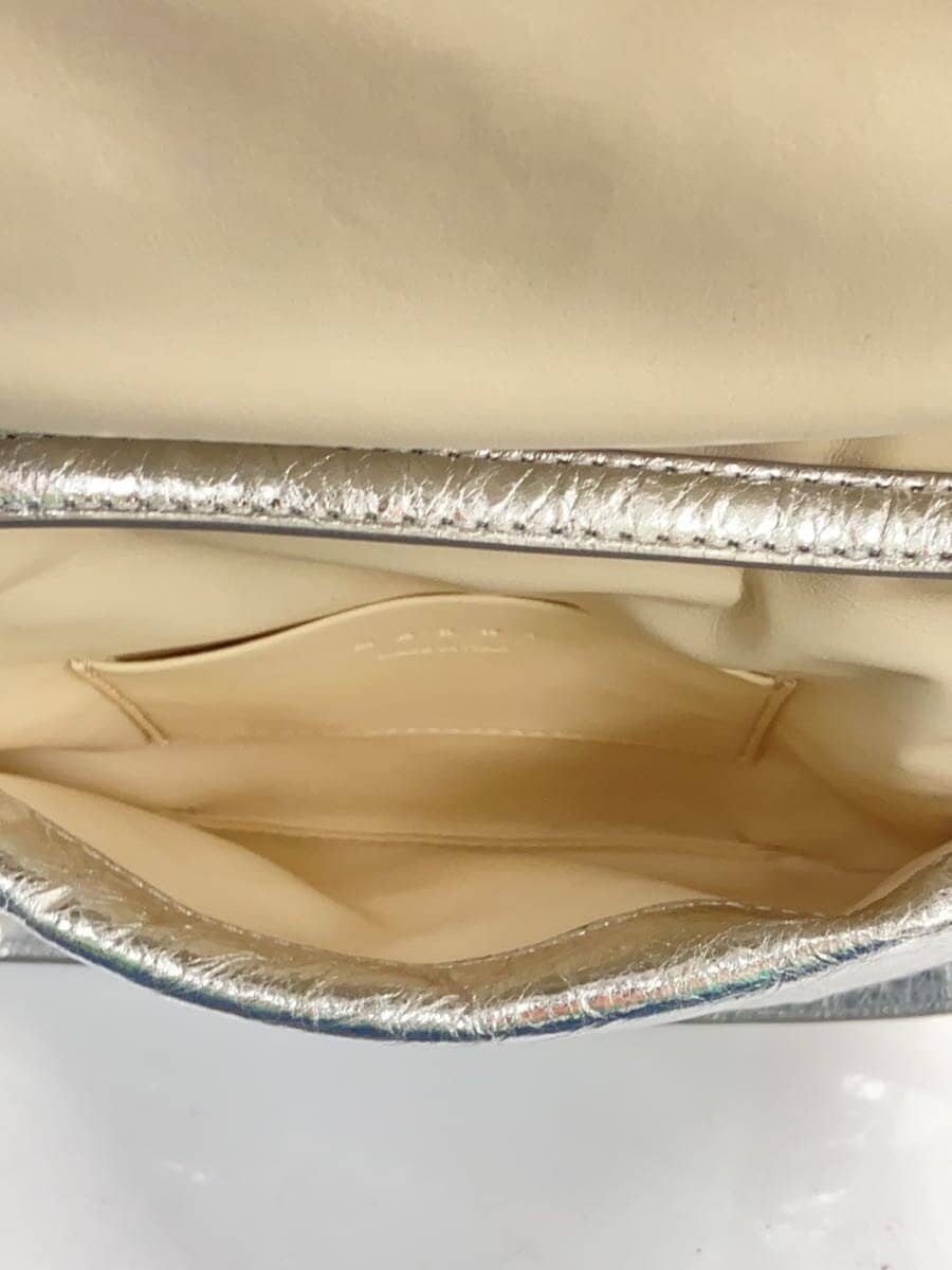 MARNI handbag shoulder bag mini leather SLV metallic silver foldable 6