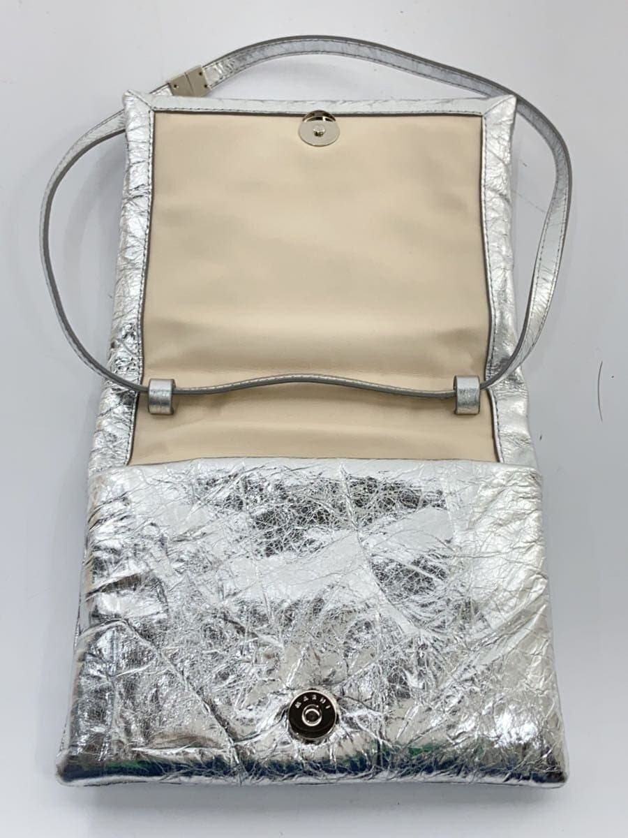 MARNI handbag shoulder bag mini leather SLV metallic silver foldable 7