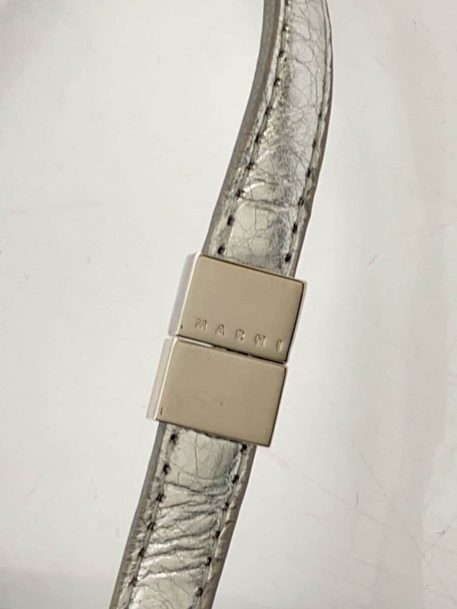 MARNI handbag shoulder bag mini leather SLV metallic silver foldable 8
