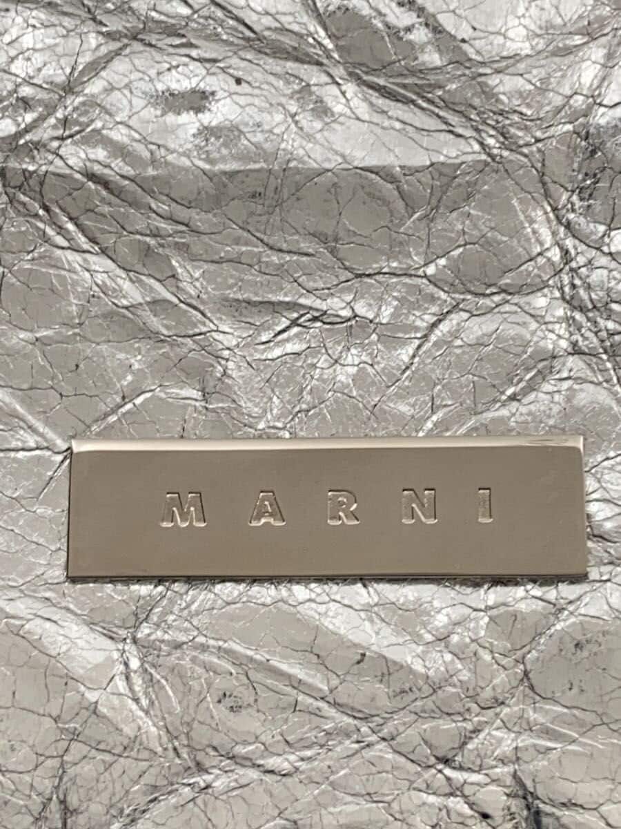MARNI handbag shoulder bag mini leather SLV metallic silver foldable 9