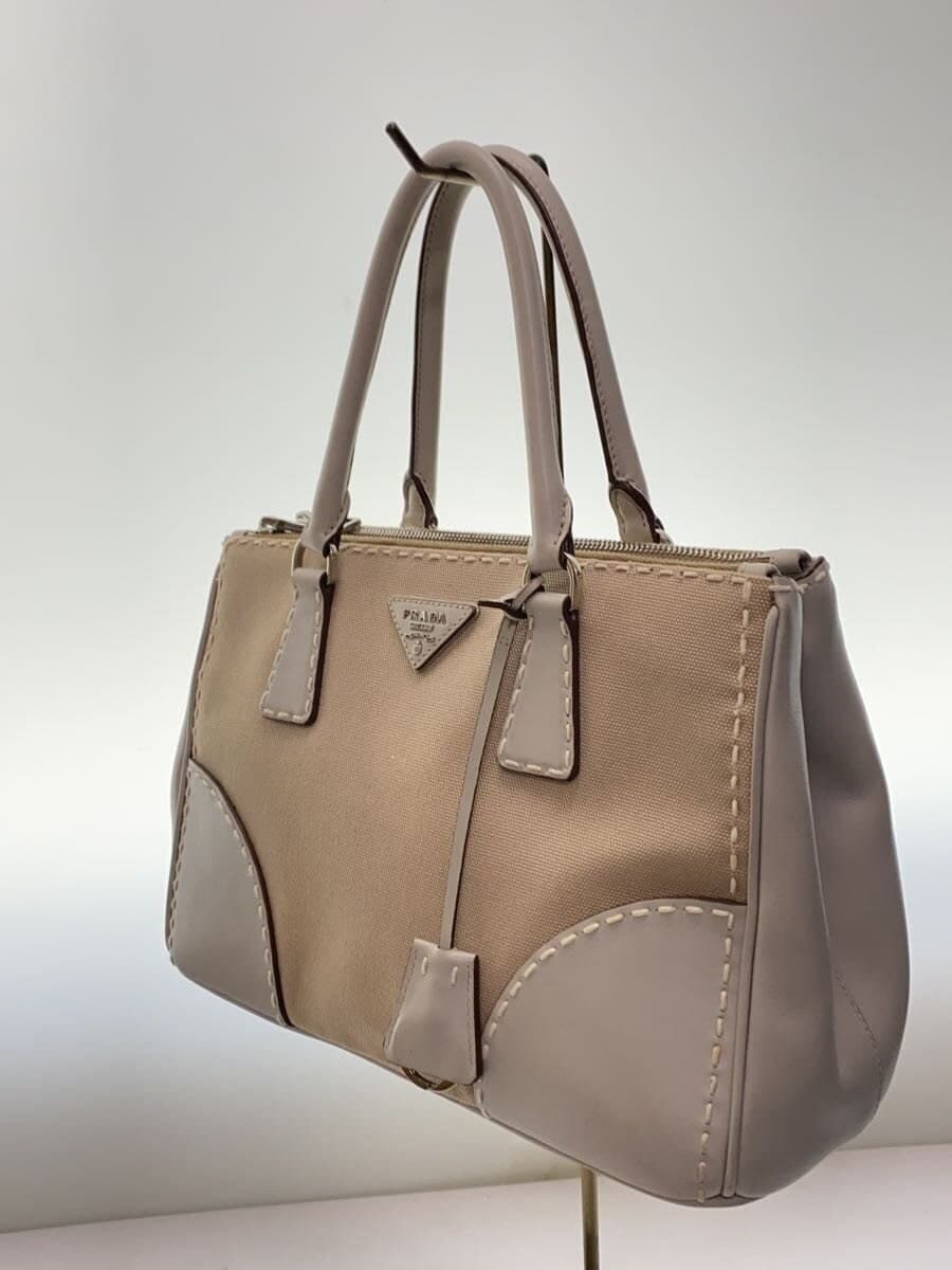PRADA Handbag Canvas BEG B1801K 2
