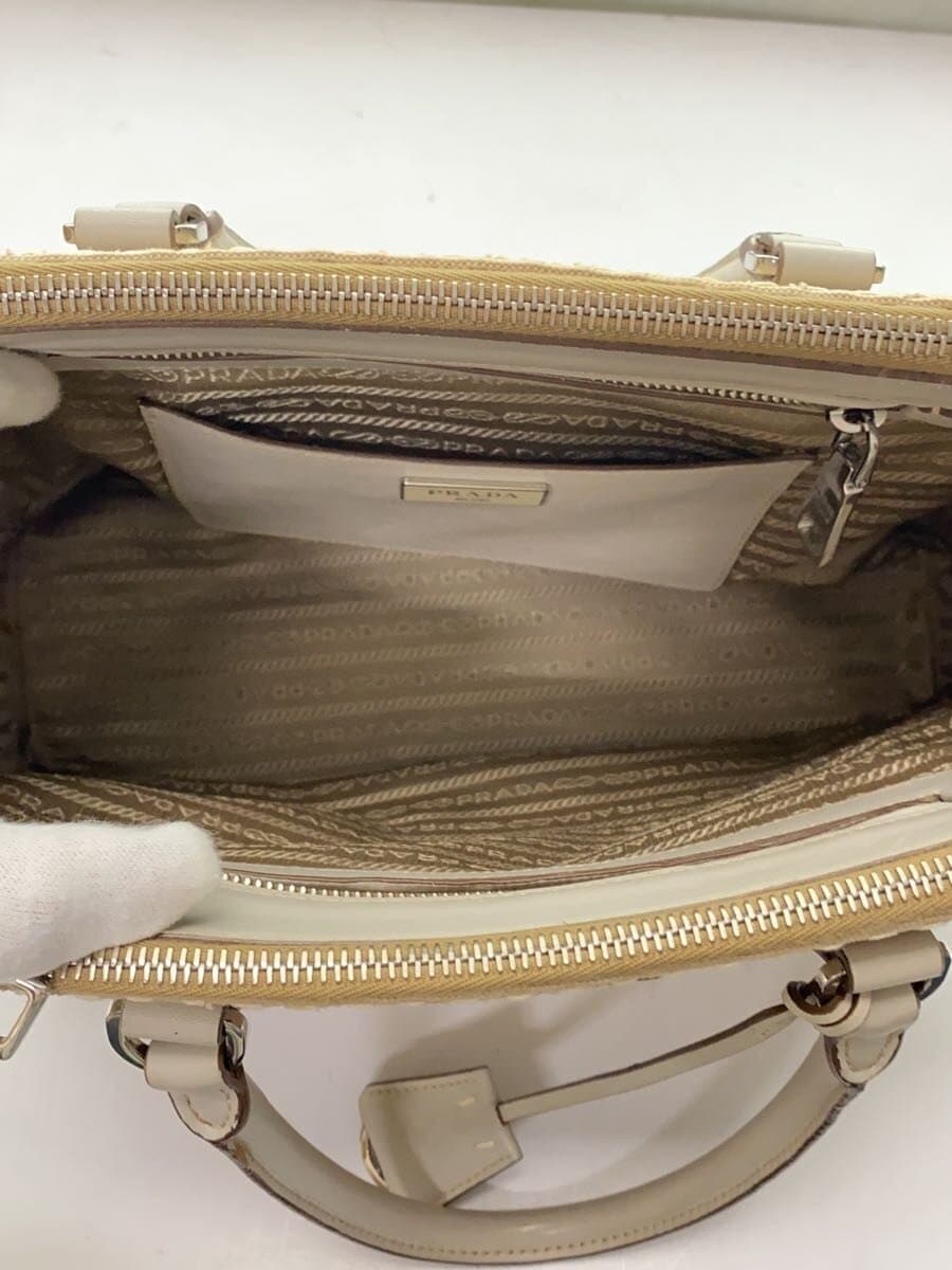 PRADA Handbag Canvas BEG B1801K 6