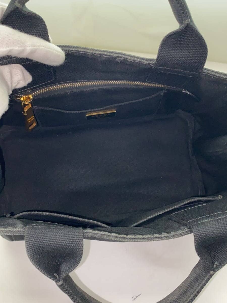 PRADA Handbag Canvas BLK Solid 6