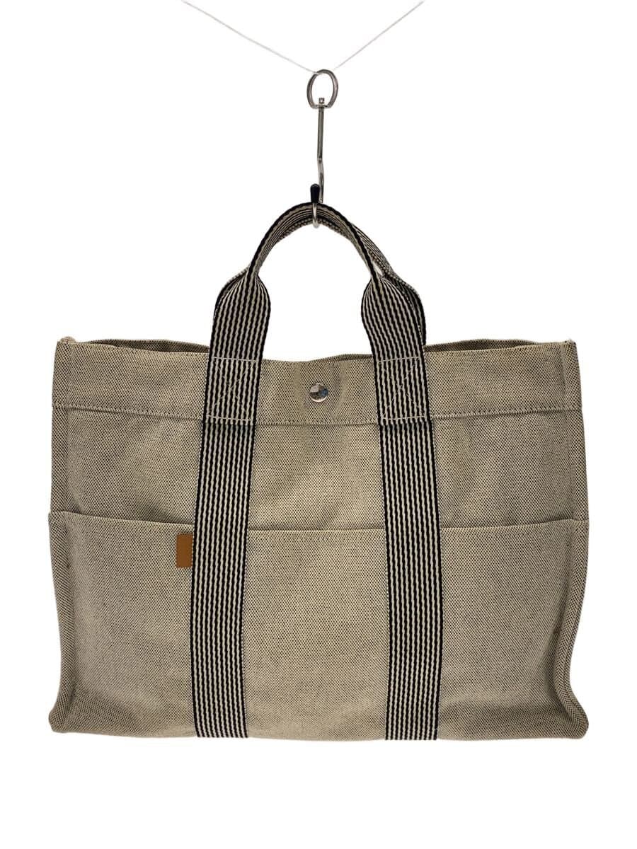 HERMES Tote Bag Cotton GRY Consider Condition