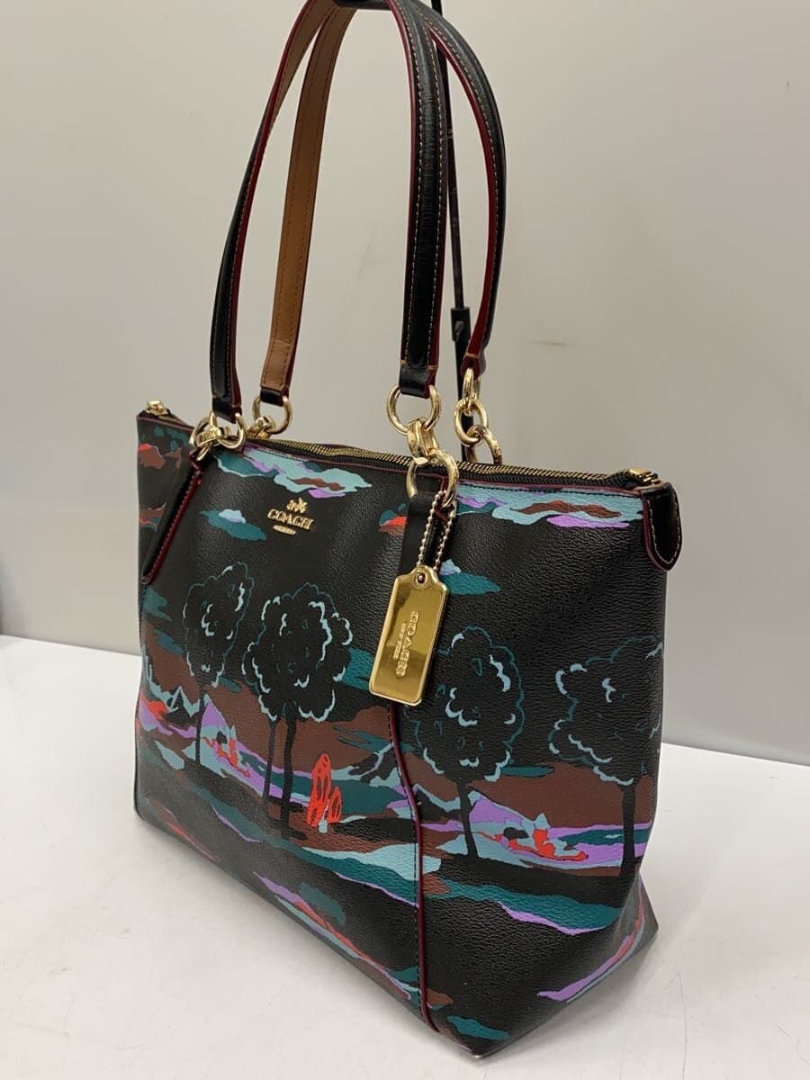 COACH Tote Bag PVC BLK All Over Pattern 2