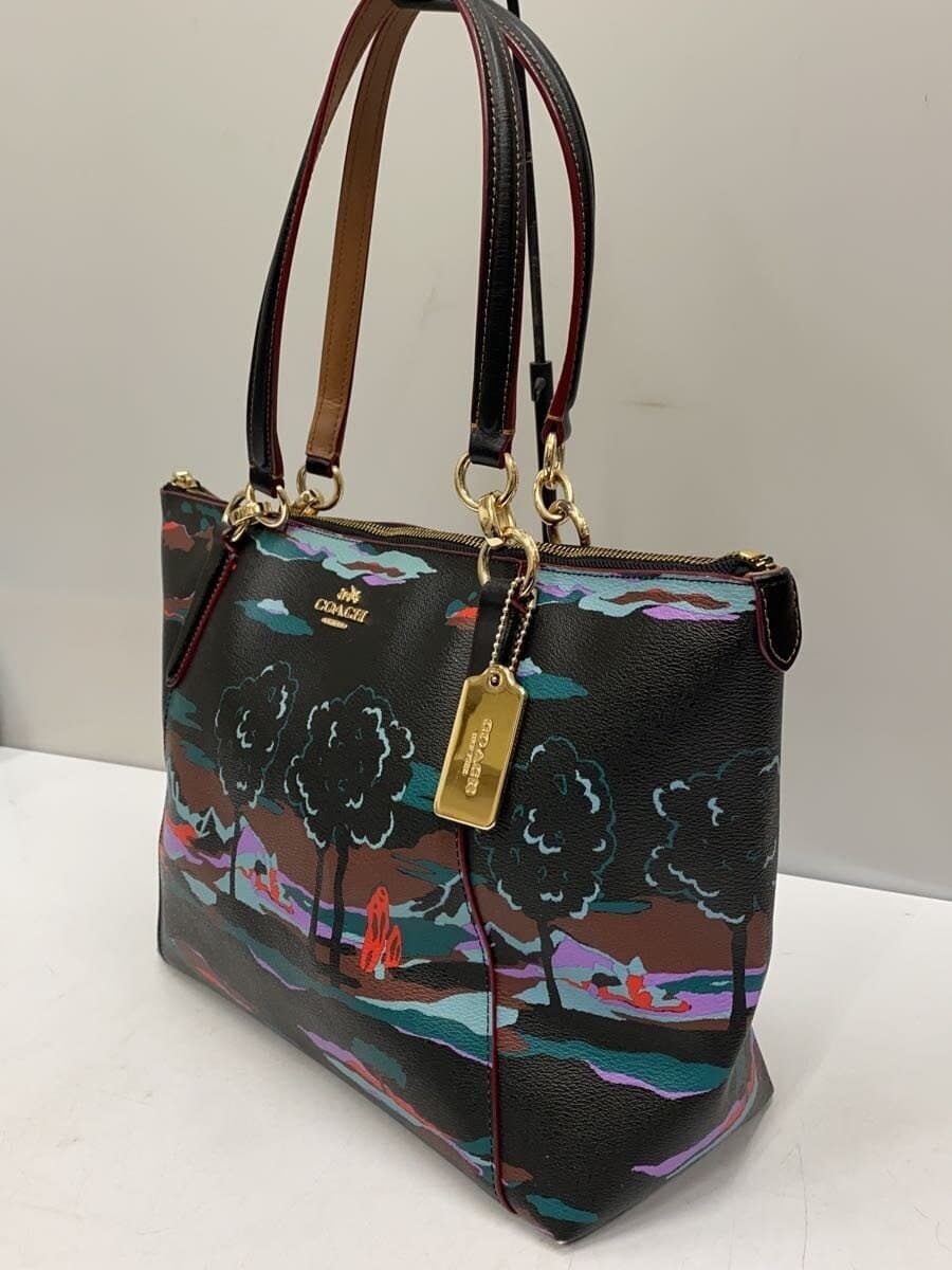 COACH Tote Bag PVC BLK All Over Pattern 2