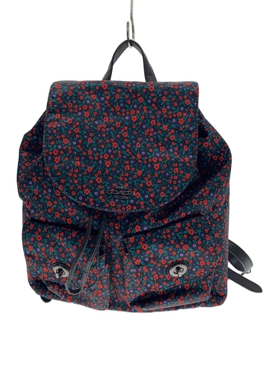 COACH Backpack Nylon Black Floral Pattern F5934