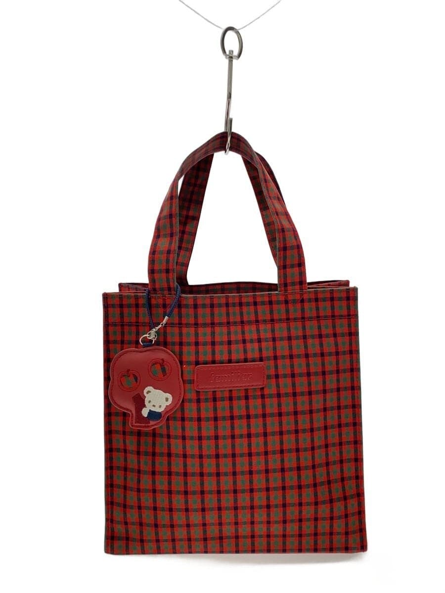Familiar tote bag Cotton RED Check 260051
