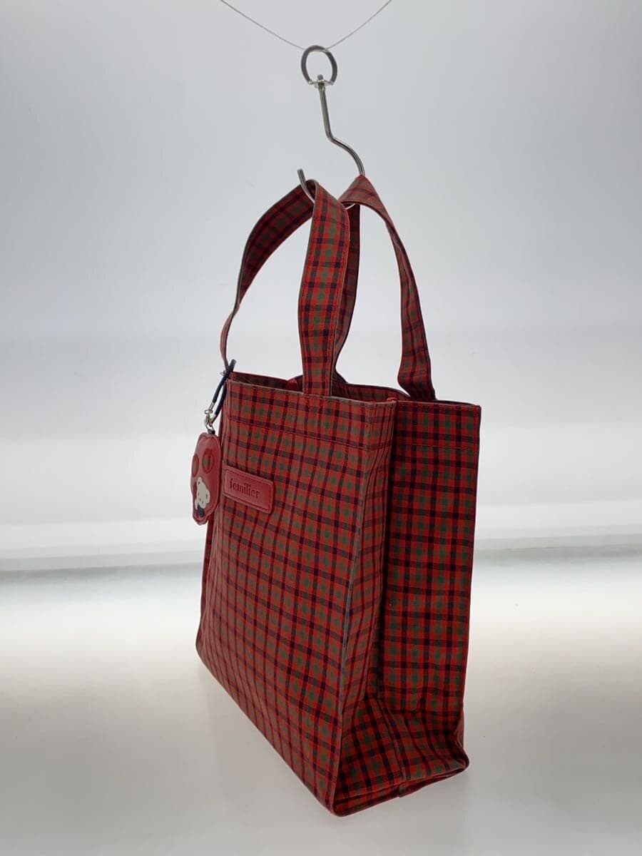 Familiar tote bag Cotton RED Check 260051 2