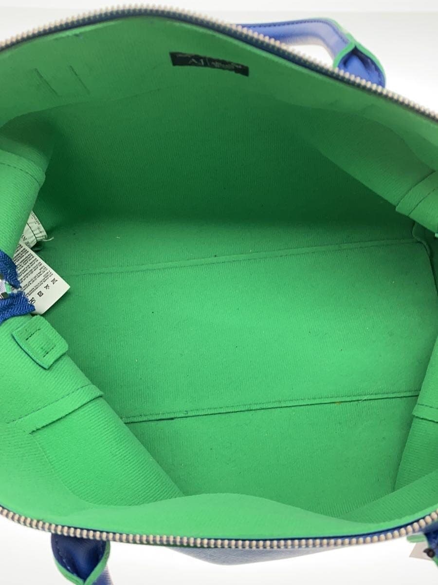 ARMANI JEANS bag leather blue solid color 6