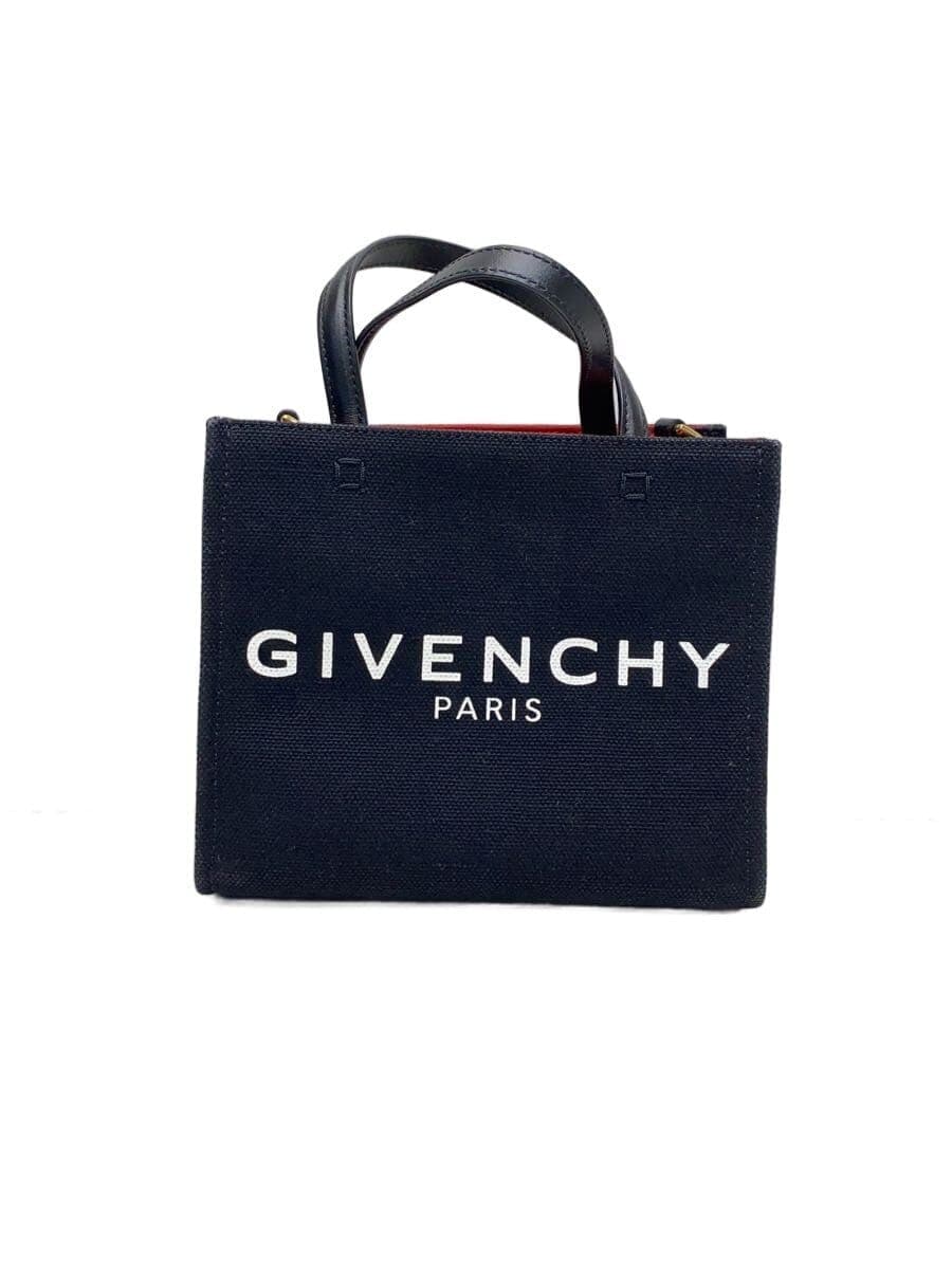 GIVENCHY Shoulder Bag Canvas BLK G-TOTE Scuff With Stain